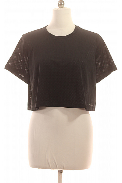 Nike Dámské tričko s krátkým rukávem černé crop top síťované fitness Vel. XL | Nike | obrázek 2