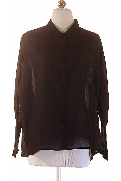 NOTSHY Dámská Bavlněná Košile S Dlouhým Rukávem Volná Průhledná Ležérní Vel. S