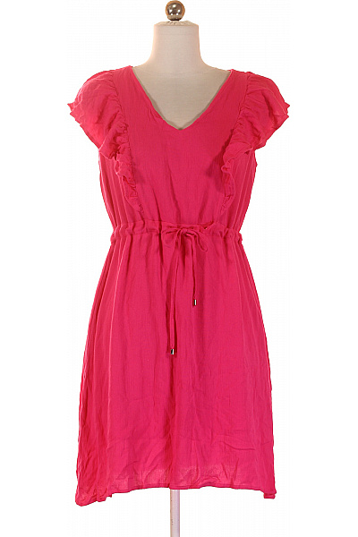 Smashed Lemond Růžové Viskózové šaty Krátké Volnočasové Letní Se Stahováním Vel. 36