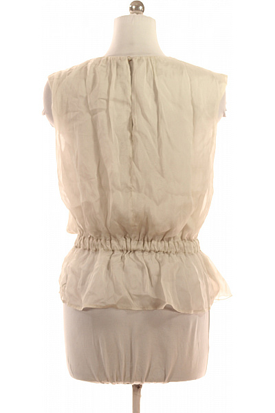 Hedvábná průsvitná halenka bez rukávů s gumou v pase volná elegantní Vel. 44 | Unimoda | obrázek 2