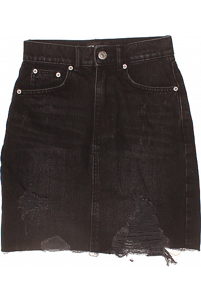 ZARA Dámská černá džínová mini sukně s kapsami Velikost EU XS | ZARA | obrázek 2