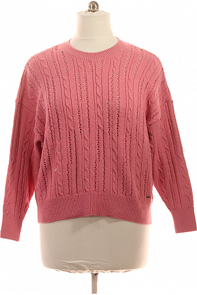 Pepe Jeans Růžový pletený ažurový pulovr copánkový vzor Velikost XL | Pepe Jeans | obrázek 2