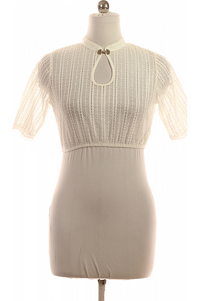 Stockerpoint Bílé Polyamidové Crop Top Krajka Stojáček Krátký Rukáv Elegantní Vel. 38 | Stockerpoint | obrázek 2