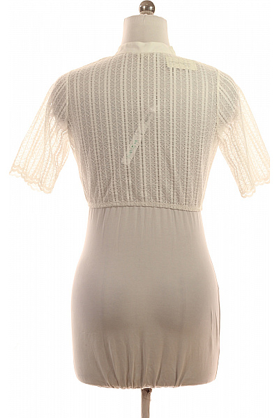 Stockerpoint Bílé Polyamidové Crop Top Krajka Stojáček Krátký Rukáv Elegantní Vel. 38 | Stockerpoint | obrázek 3