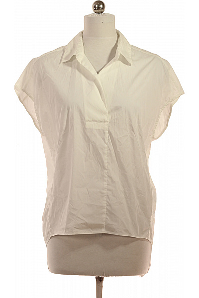 Woolrich Bílá Bavlněná Halenka S Krátkým Rukávem A Límečkem Velikost S