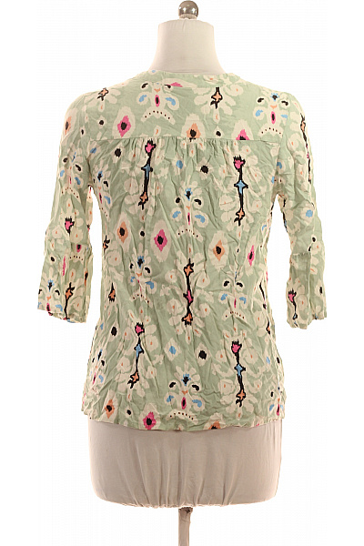 Viskózová halenka světle zelená vzorovaná etno volná s 3/4 rukávem Velikost S | Unimoda | obrázek 3