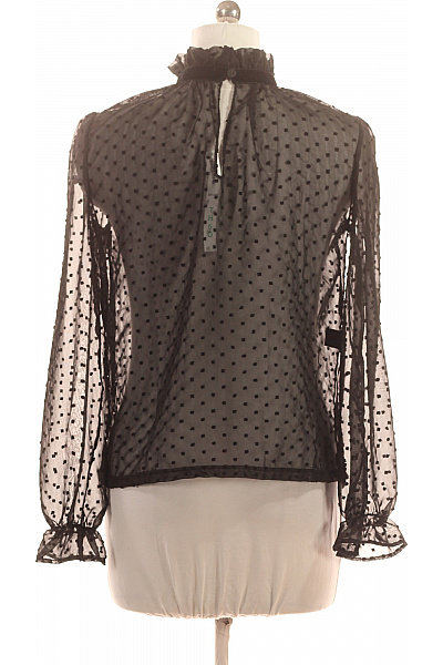 Černá průsvitná puntíkovaná halenka se stojáčkem volná elegantní Vel. XL | Unimoda | obrázek 2