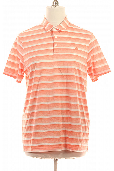 ADIDAS pánské pruhované polo tričko s krátkým rukávem oranžové Velikost XL | ADIDAS | obrázek 2