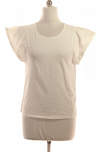 LAWRENCE GREY Dámské Tričko S Krátkým Rukávem Bílé Jednobarevné Basic Velikost EU S