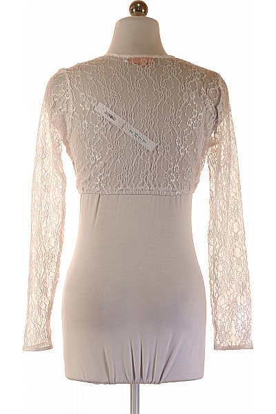 Dámské bolerko s dlouhým rukávem bílé krajkové bavlněné elegantní Vel. 36 | Unimoda | obrázek 2