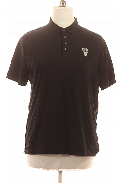 Karl Lagerfeld Pánské Bavlněné Polo Tričko S Krátkým Rukávem A Výšivkou černé Velikost XL