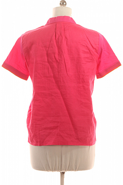 Dámské Růžové Tričko Krátký Rukáv V-výstřih s Výšivkou Velikost L | Unimoda | obrázek 2