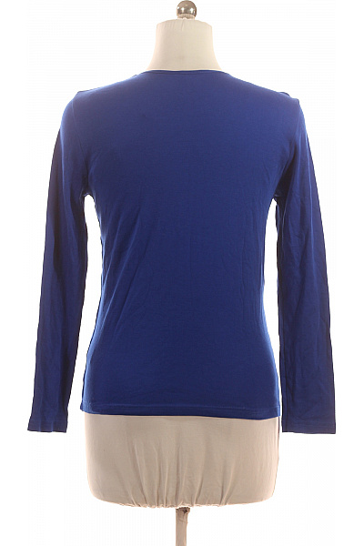 efixelle Dámské bavlněné tričko modré basic s dlouhým rukávem a kulatým výstřihem Velikost 40 | efixelle | obrázek 2