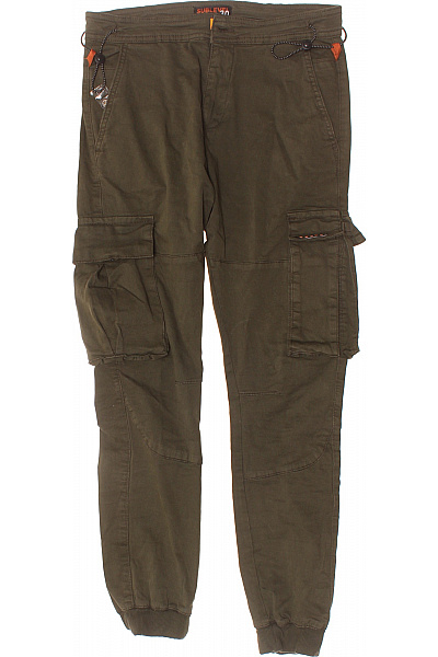 Sublevel Pánské Bavlněné Cargo Kalhoty Khaki Volnočasové Jogger S Kapsami Vel. 30