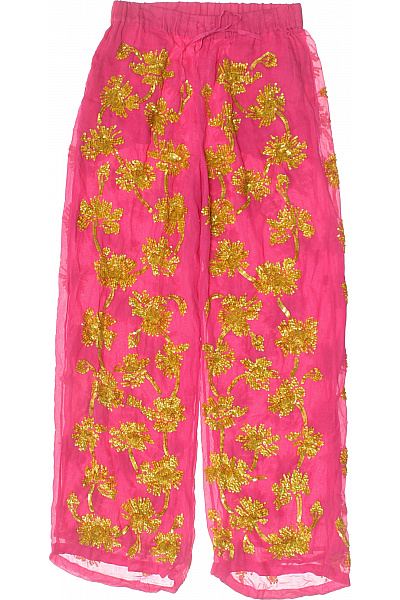 Dámské Kalhoty Růžové Květované Volné Velikost S