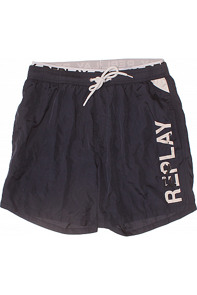 REPLAY Pánské Tmavě Modré Plavecké Kraťasy S Potiskem Velikost XS