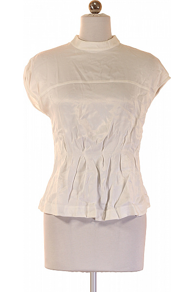 COMMA Bílá Halenka Bez Rukávů S Nabíraným Pasem Elegantní Retro Vel. 34