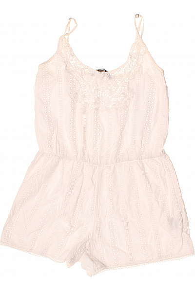 ZARA Dámský Bílý Bavlněný Overal Bez Rukávů Krajkový Letní Vel. S