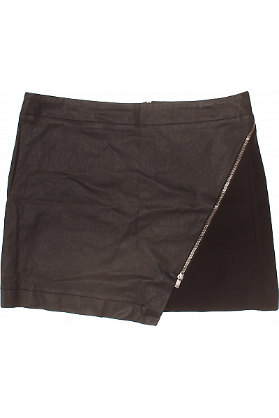 IKKS Dámská bavlněná asymetrická mini sukně černá koženka zip Velikost 44 | IKKS | obrázek 2