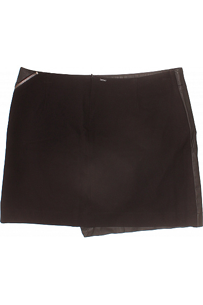 IKKS Dámská bavlněná asymetrická mini sukně černá koženka zip Velikost 44 | IKKS | obrázek 3