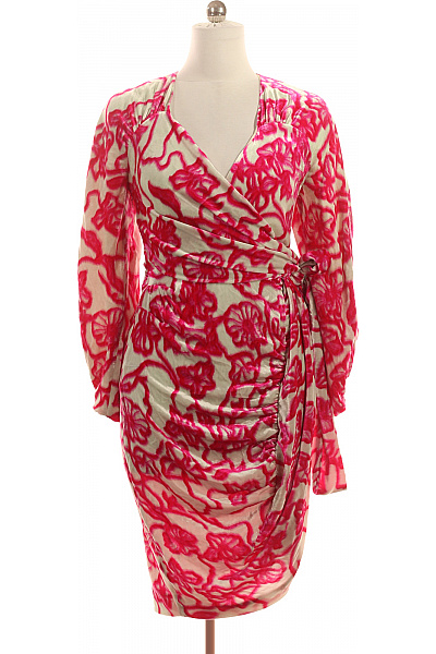 DRIES VAN NOTEN Dámské šaty S Dlouhým Rukávem Zavinovací Květované Růžové Velikost EU 38