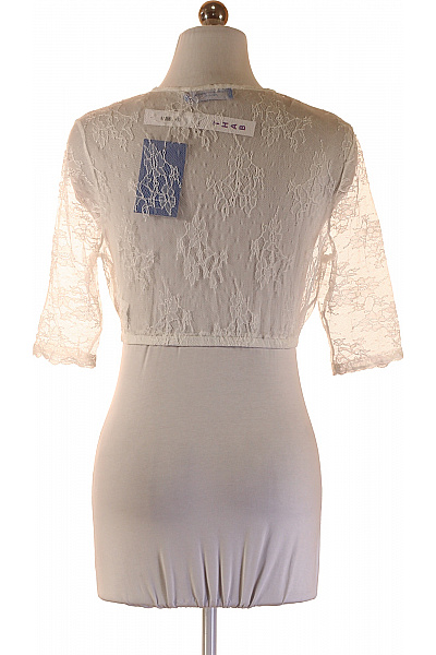 Dámská bílá krajková halenka s krátkým rukávem a výstřihem do V Velikost 40 | Unimoda | obrázek 2