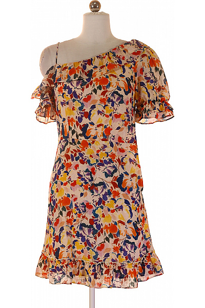 NAF NAF Šaty Bez Rukávů Květované Letní Volnočasové Asymetrické Vel. EU 34