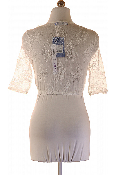 Dámská halenka bílá krajková s krátkým rukávem zavinovací elegantní Velikost 36 | Unimoda | obrázek 2