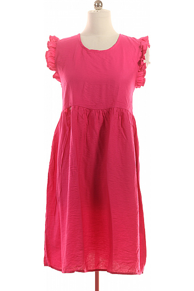 LAWRENCE GREY Růžové Viskózové šaty Volného Střihu S Krátkým Nabíraným Rukávem Vel. 44