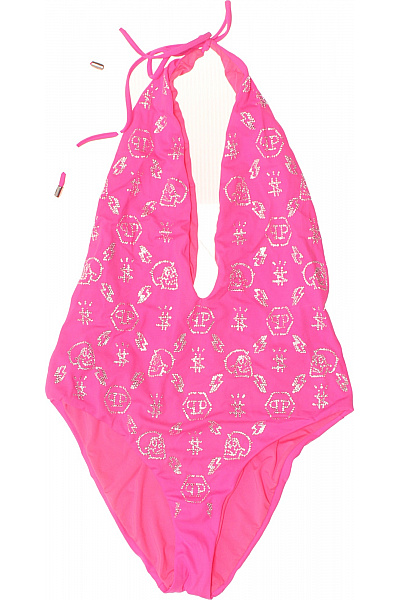 PHILLIP PLEIN Jednodílné Plavky Za Krk S Potiskem Velikost EU M