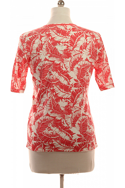 OLSEN Dámské tričko s krátkým rukávem a potiskem listů červené Velikost 42 | OLSEN | obrázek 3