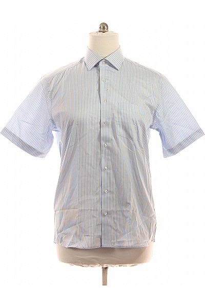 ETERNA Pánské Košile S Krátkým Rukávem Pruhovaná Letní Business Elegantní Bavlněné Vel. 42