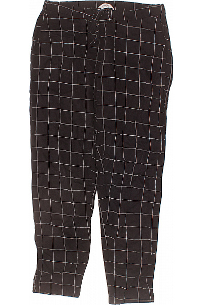 MANGO Dámské viskózové kalhoty černé kárované rovné ležérní s vysokým pasem Velikost EU S | MANGO | obrázek 2