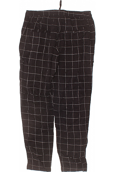 MANGO Dámské viskózové kalhoty černé kárované rovné ležérní s vysokým pasem Velikost EU S | MANGO | obrázek 3