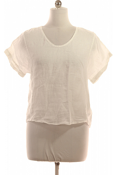 LAWRENCE GREY Dámská bílá lněná halenka s krátkým rukávem a výstřihem do V Vel. M | LAWRENCE GREY | obrázek 2