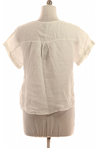 LAWRENCE GREY Dámská bílá lněná halenka s krátkým rukávem a výstřihem do V Vel. M | LAWRENCE GREY | obrázek 3