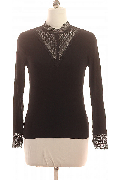 ONLY Dámské Tričko S Dlouhým Rukávem A Krajkou Elegantní černé Velikost Xl