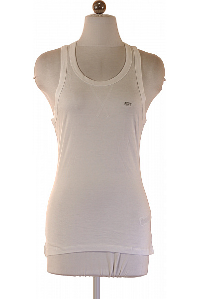 DIESEL Dámské Tílko Bílé Jednobarevné Basic Bez Rukávů Vel. S