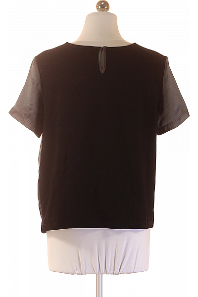 Dámská halenka krátký rukáv saténová lesklá černá Vel. M | Unimoda | obrázek 2