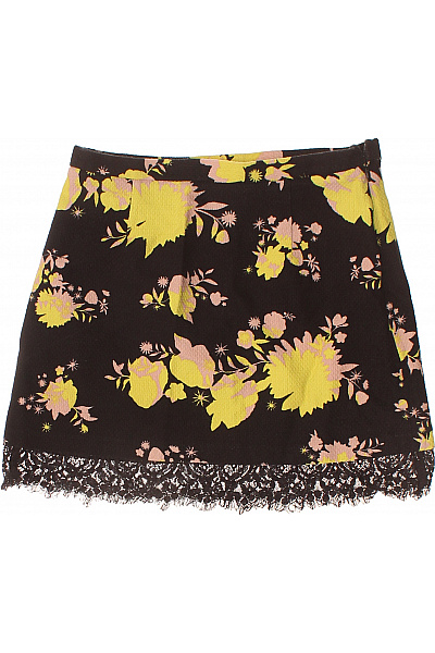 Topshop Dámská bavlněná mini sukně černá žlutá květinová krajka romantická Velikost 38 | Topshop | obrázek 2