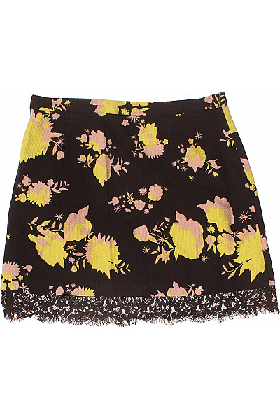 Topshop Dámská bavlněná mini sukně černá žlutá květinová krajka romantická Velikost 38 | Topshop | obrázek 3