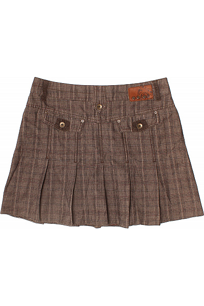 Esprit Dámská bavlněná károvaná hnědá krátká plisovaná áčková sukně Velikost 40 | Esprit | obrázek 3