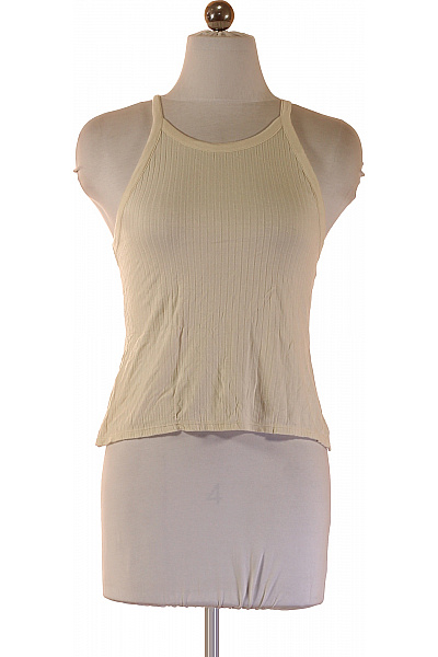 Theory Dámské Tričko Bez Rukávů Béžové žebrované Basic Velikost XS