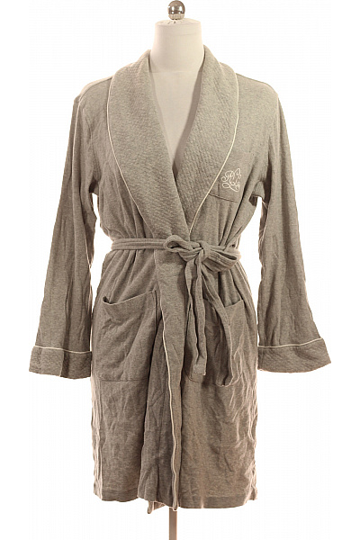 Ralph Lauren Dámský bavlněný šedý župan s bílým lemováním a monogramem Vel. EU M | Ralph Lauren | obrázek 2