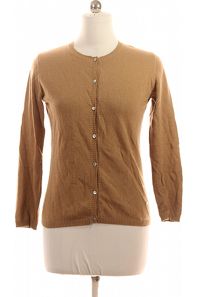 Dámský Hnědý Kašmírový Kardigan Propínací žebrovaný Elegantní Basic Vel. EU L