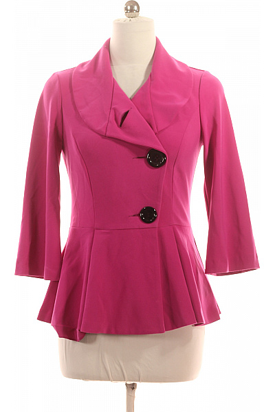 Joseph Ribkoff Růžové Polyesterové Vypasované Sako Peplum Dvouřadé Elegantní Jarní Velikost 38