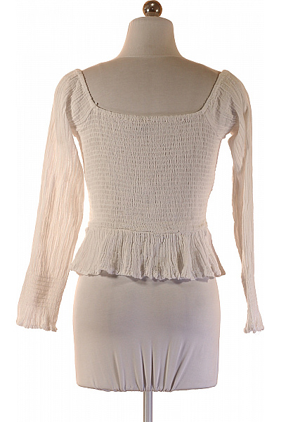 Guess Bílá halenka s dlouhým rukávem a nabíranými rukávy, boho styl, ramie Vel. S | Guess | obrázek 2