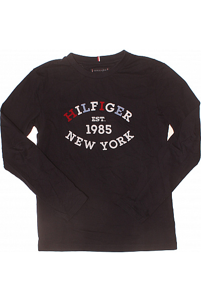 TOMMY HILFIGER Dětské Tričko S Dlouhým Rukávem Bavlněné černé Velikost 152