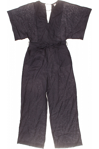 Van Laack Dámský černý Lněný Overal S Krátkým Rukávem Vel. 36