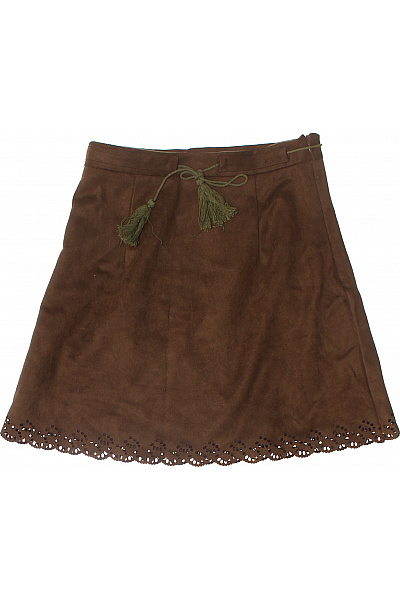 Molly Bracken Hnědá semišová áčková minisukně s třásněmi a dírkováním Vel. XS | Molly Bracken | obrázek 2